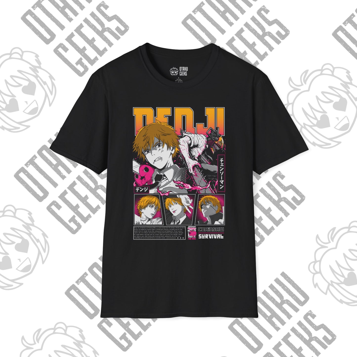 Anime Character Collage T-Shirt — Retro Neon Manga Panel Tee