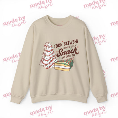 Funny Snack Lover Crewneck Sweatshirt - Torn Between Lookin' Like a Snack