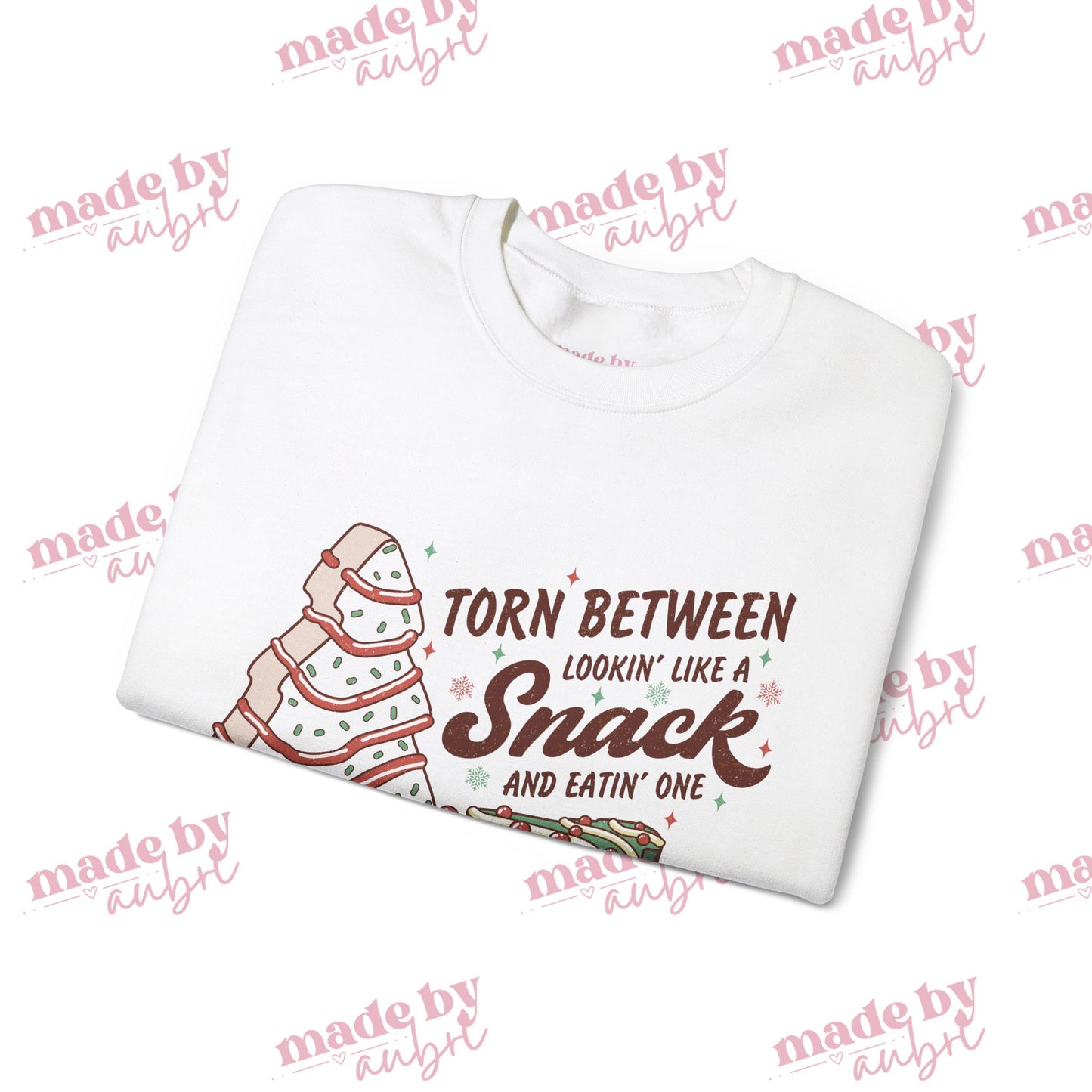 Funny Snack Lover Crewneck Sweatshirt - Torn Between Lookin' Like a Snack