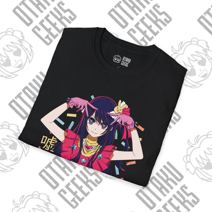 Anime-Inspired Unisex Softstyle T-Shirt - Colorful Illustration of Ai Hoshino